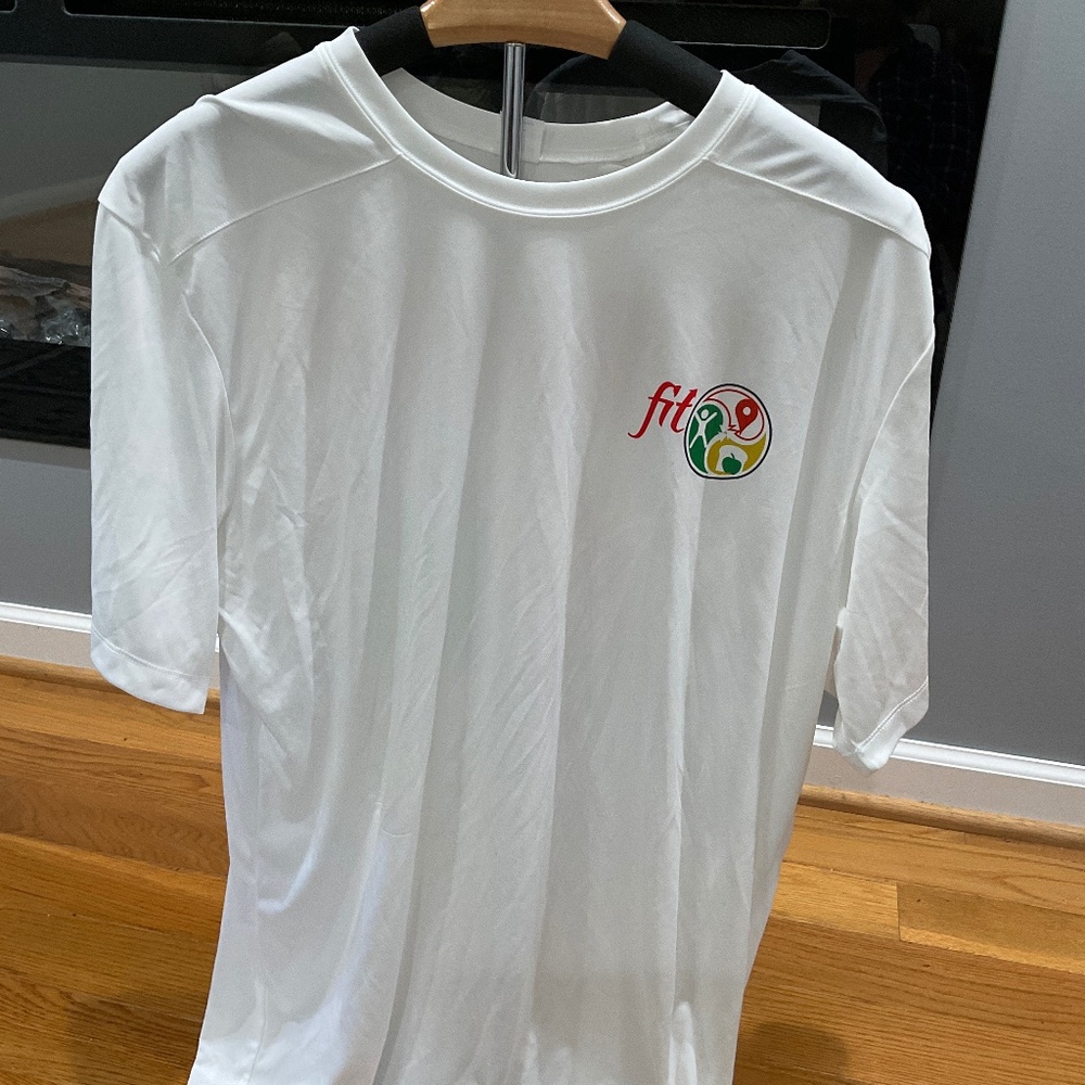 Men's Sport-Tek White Fuji Fit Trainers Short Sleeve Tee Shirt, Size XL